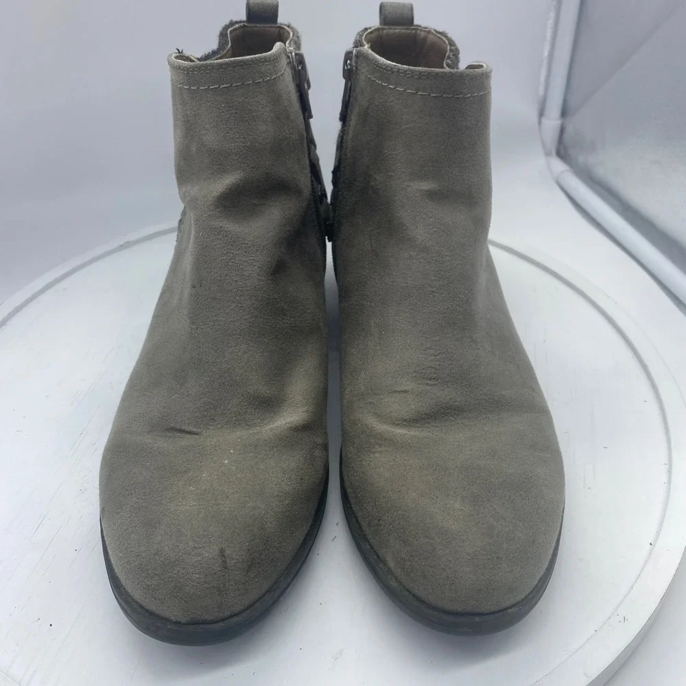 White Mountain Ramone Taupe Gray Faux Leather‎ Strappy Ankle Boots Womens 7.5 M